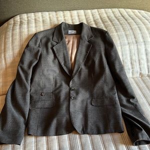 Long Elegant Legs Tall Lined Suit Blazer in Brown/Gray